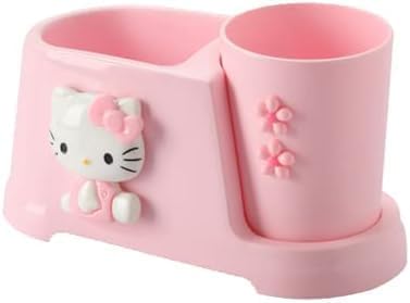 Girls Pink Kitty Toothbrush Holder Set