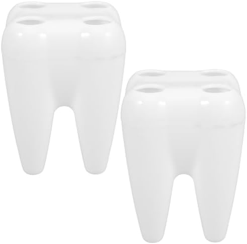 HOOTNEE 2pcs Tooth-Shaped Toothbrush Holder