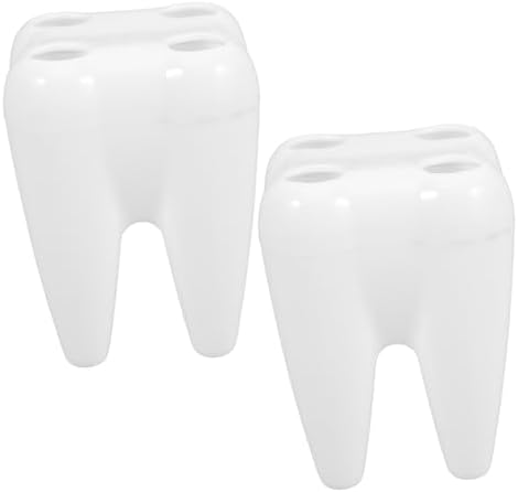 Cabilock 2pcs Cute Tooth Shaped Brush Holder