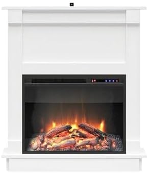 Ameriwood Home Ellsworth Electric Fireplace with Mantel White