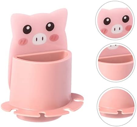 VOSAREA Cute Pig Toothbrush Holder Wall Mounted Storage Rack