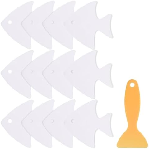HARFINGTON 12pcs Fish Bathtub Stickers Set with Scraper