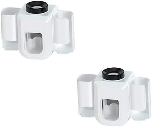 Amosfun 2pcs Wall Mounted Toothbrush Holder and Toothpaste Squeezer
