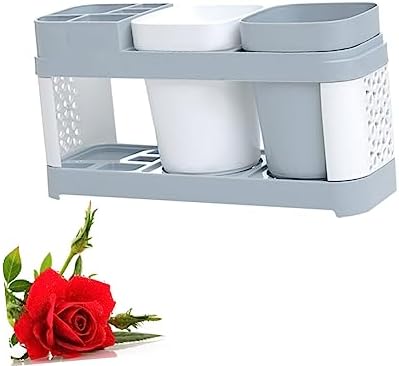 STOBAZA 2 Cup Toothbrush and Toothpaste Holder