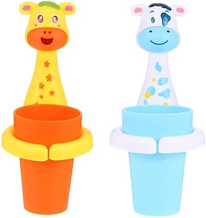 2Sets Cartoon Animal Toothbrush Holder Wall Mounted Storage Rack for Bathroom