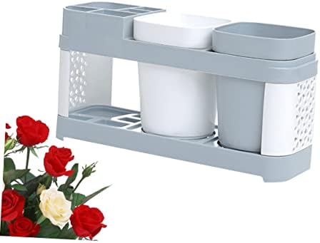 STOBAZA 2 Cup Toothbrush and Toothpaste Holder