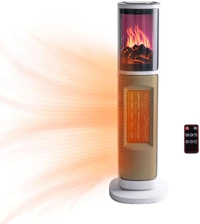 Comfort Zone Tower Heater with 3D Flame and Remote Control 1