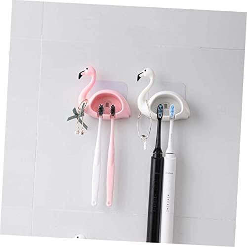 2pcs Pink Flamingo Wall-Mounted Toothbrush Holder