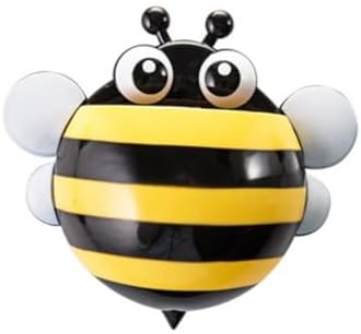 Wakauto 4pcs Cartoon Honeybee Toothbrush Holder Bathroom Organizer with Suction Cup