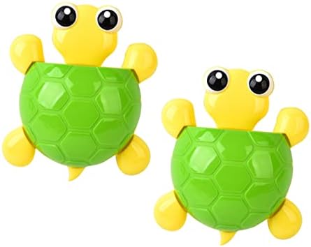 2Pcs Suction Cup Toothbrush Holder with Cute Turtle Design