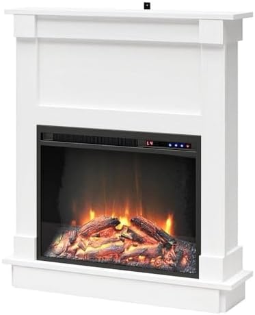 Ameriwood Home Ellsworth Electric Fireplace with Mantel White