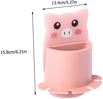 VOSAREA Cute Pig Toothbrush Holder Wall Mounted Storage Rack