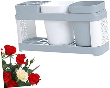 BUGUUYO Toothbrush Holder with 2 Cups 5 Slots