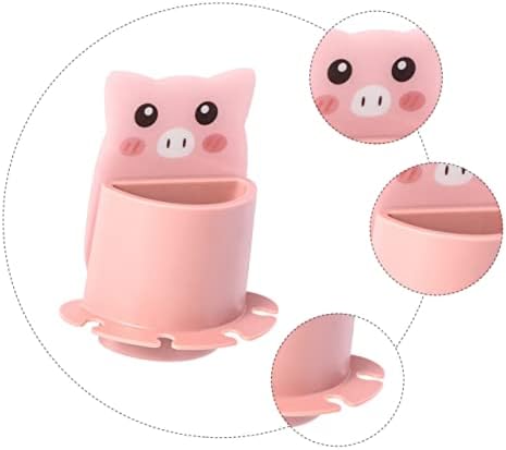 VOSAREA Cute Pig Toothbrush Holder Wall Mounted Storage Rack