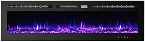 CharaVector 60 Inch Electric Fireplace with Remote Control and Touch Screen Black