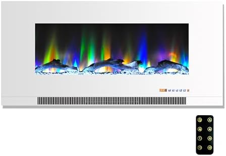 Cambridge 42 Inch Wall Electric Fireplace with Remote and Driftwood Logs