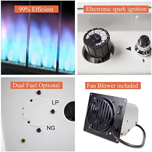 JAMNOLA UTY 30000 BTU Propane Wall Heater - Dual Fuel Fan Blower White