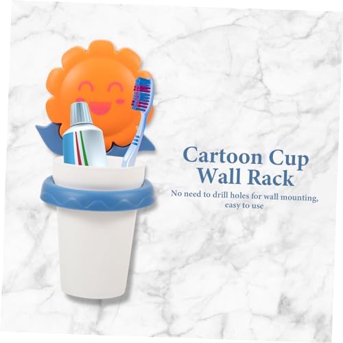 Healeved Cartoon Toothbrush Holder with Cup Wall Mounted Bathroom Storage