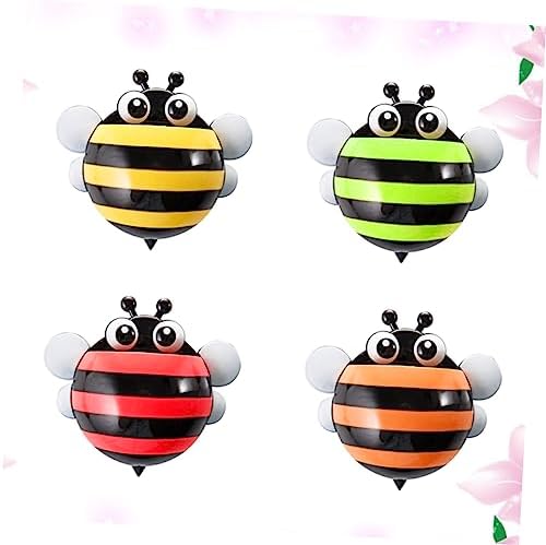 4pcs Cartoon Bee Toothbrush Holder for Bathroom and Travel Use