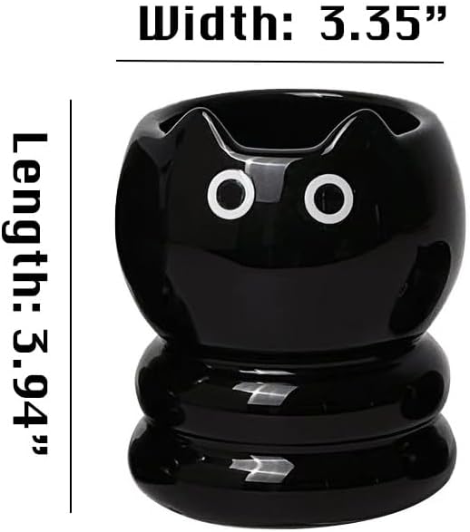 Cute Cat Ceramic Toothbrush Cup Holder - Black
