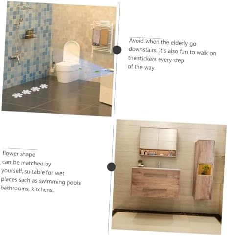 SOPOTUTU 2 Sets Non-Slip Bathtub Stickers with Flower Shell Designs