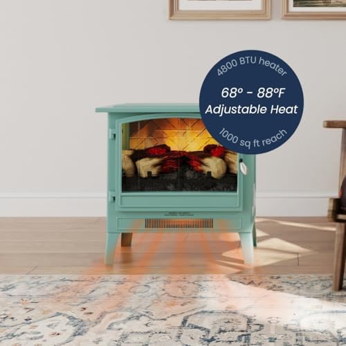 Country Living Infrared Electric Fireplace with Mineral Blue Finish