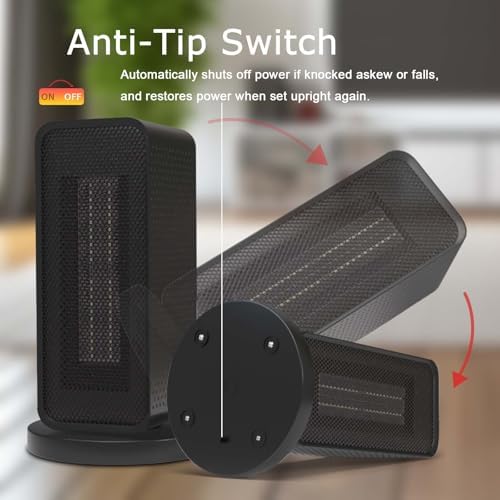 G-WILL Electric Fan Heater with 90 Oscillation 6 Modes 6001200W Black