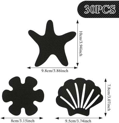 30pcs Anti-Slip Stickers for Bathroom Tub Stairs Safety Decals Black-Mixture