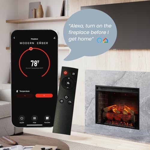Modern Ember Uptown - Electric Fireplace Insert with Remote and Alexa Compatibility