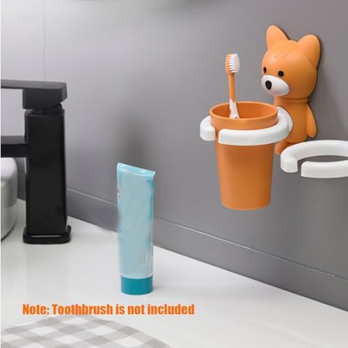 BEAHING Kids Toothbrush Holder with Cartoon Fox Design