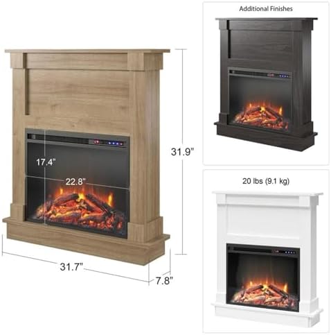 Ameriwood Home Ellsworth Electric Fireplace with Mantel White