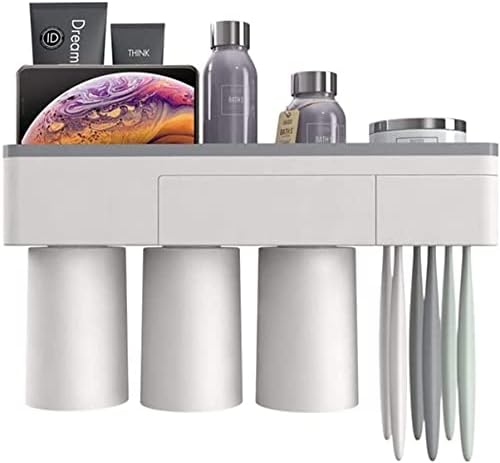 KAABETO Portable Toothbrush Holder with 2 Cups and Drawer