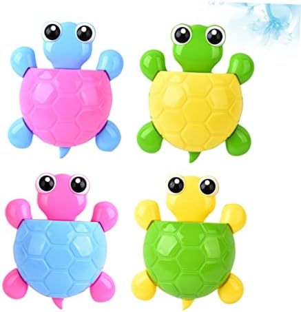 PRETYZOOM Cute Turtle Suction Cup Toothbrush Holder Set of 4