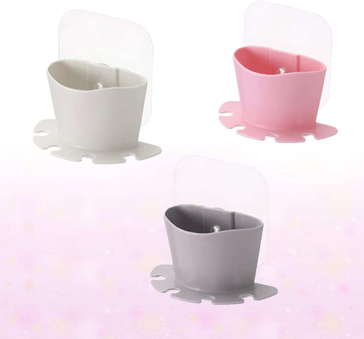 PRETYZOOM Wall Mounted Toothbrush Holder with Suction Cup and Slots