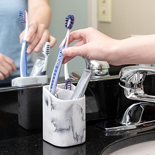ZCCZ Toothbrush Holder - Premium White Marble Organizer