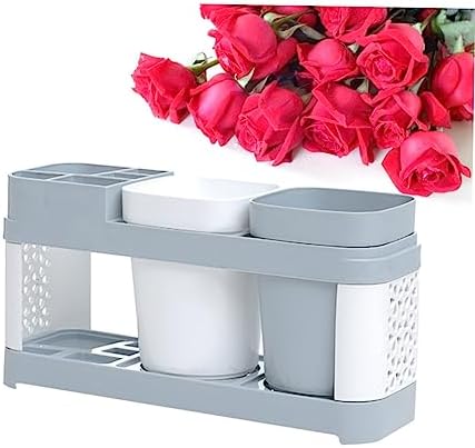 BUGUUYO Toothbrush Holder with 2 Cups 5 Slots