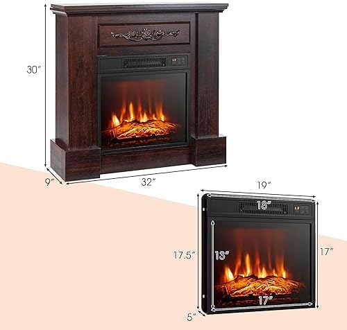 ORALNER 32 Electric Fireplace with Mantel and Heat