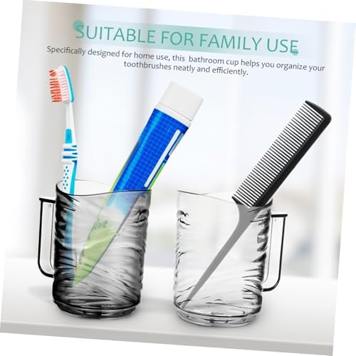 2pcs Toothbrush Holder Cup with Handle Reusable Plastic Rinse Tumbler for Bathroom