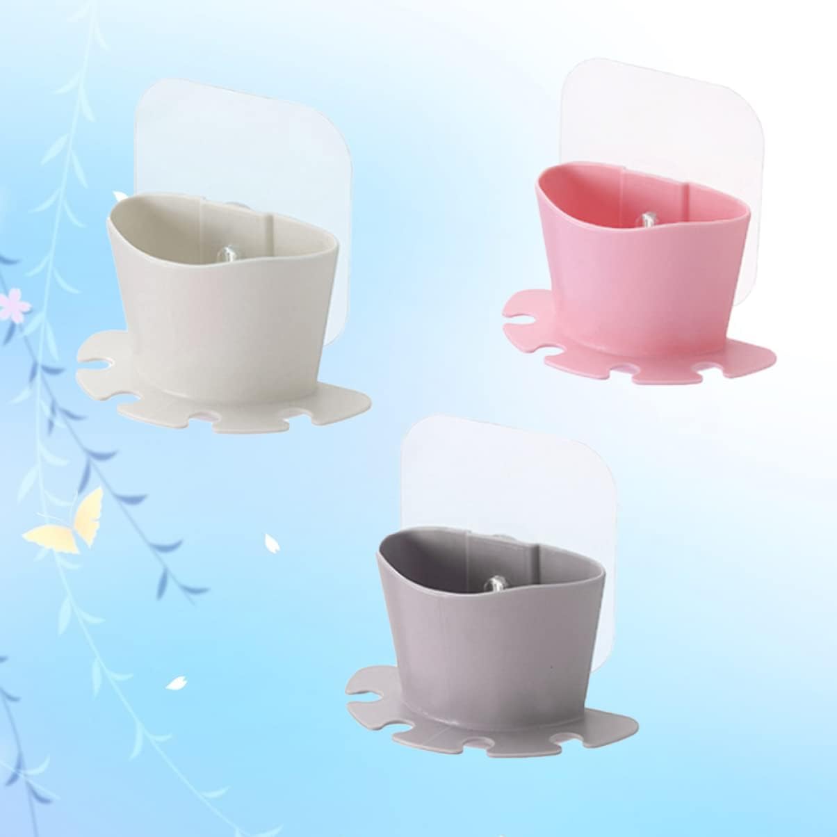 Alipis Suction Toothbrush Holder with 4 Slots and Storage Cup
