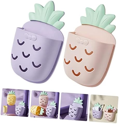 GLEAVI 2 Piece Pineapple Wall Mounted Toothbrush Holder