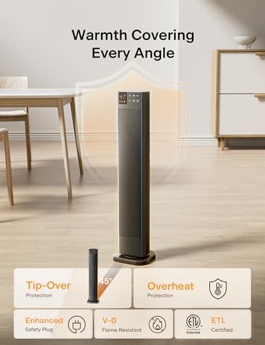 PELONIS 30Inch Tower Space Heater with Remote Control and Adjustable Thermostat