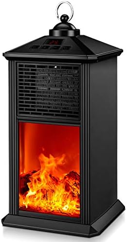 FACAI 3D Flame Electric Space Heater with Remote Control and Timer Black