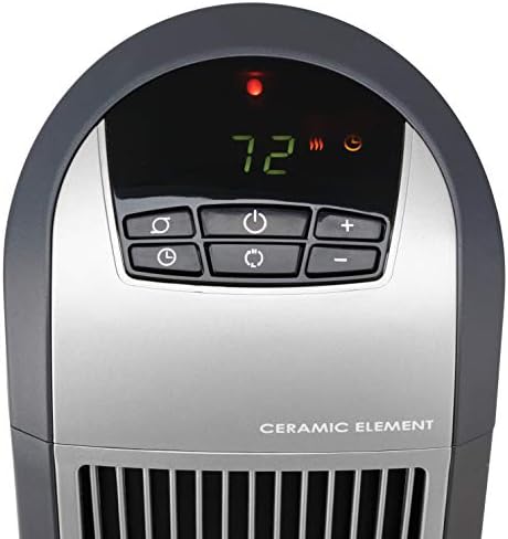 Lasko 1500W Oscillating Ceramic Tower Heater with Remote and Timer Black