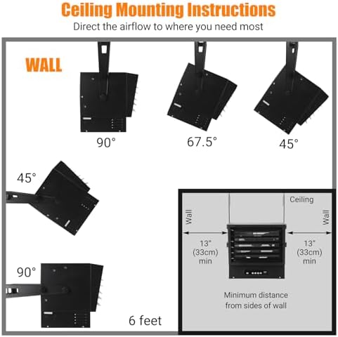 PioneerWorks 10000W Electric Ceiling Mount Heater with Remote and Timer