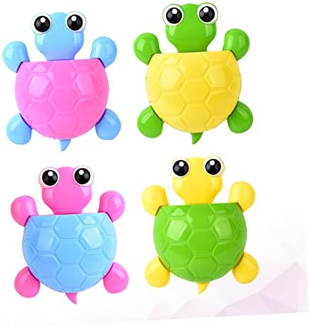 Ciieeo Cute Turtle Wall Mount Suction Cup Toothbrush Holder 4pcs Set