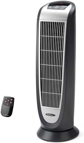 Lasko 1500W Oscillating Ceramic Tower Heater with Remote and Timer Black