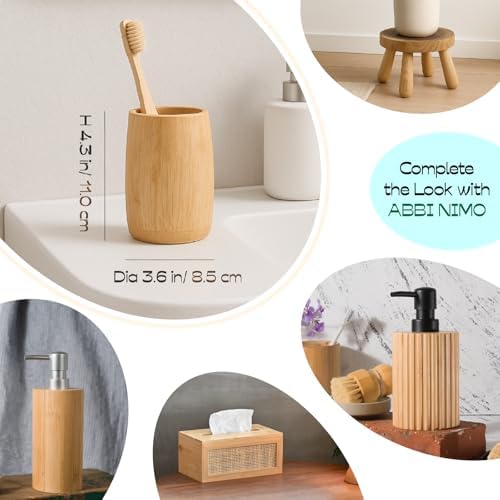 Natural Bamboo Toothbrush Holder Modern Cylindrical Design for Bathroom
