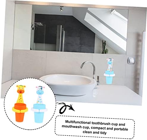2Sets Cartoon Animal Toothbrush Cup Holder Storage for Bathroom
