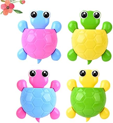 PRETYZOOM Cute Turtle Suction Cup Toothbrush Holder Set of 4