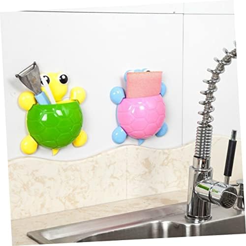 Ciieeo Cute Turtle Wall Mount Suction Cup Toothbrush Holder 4pcs Set
